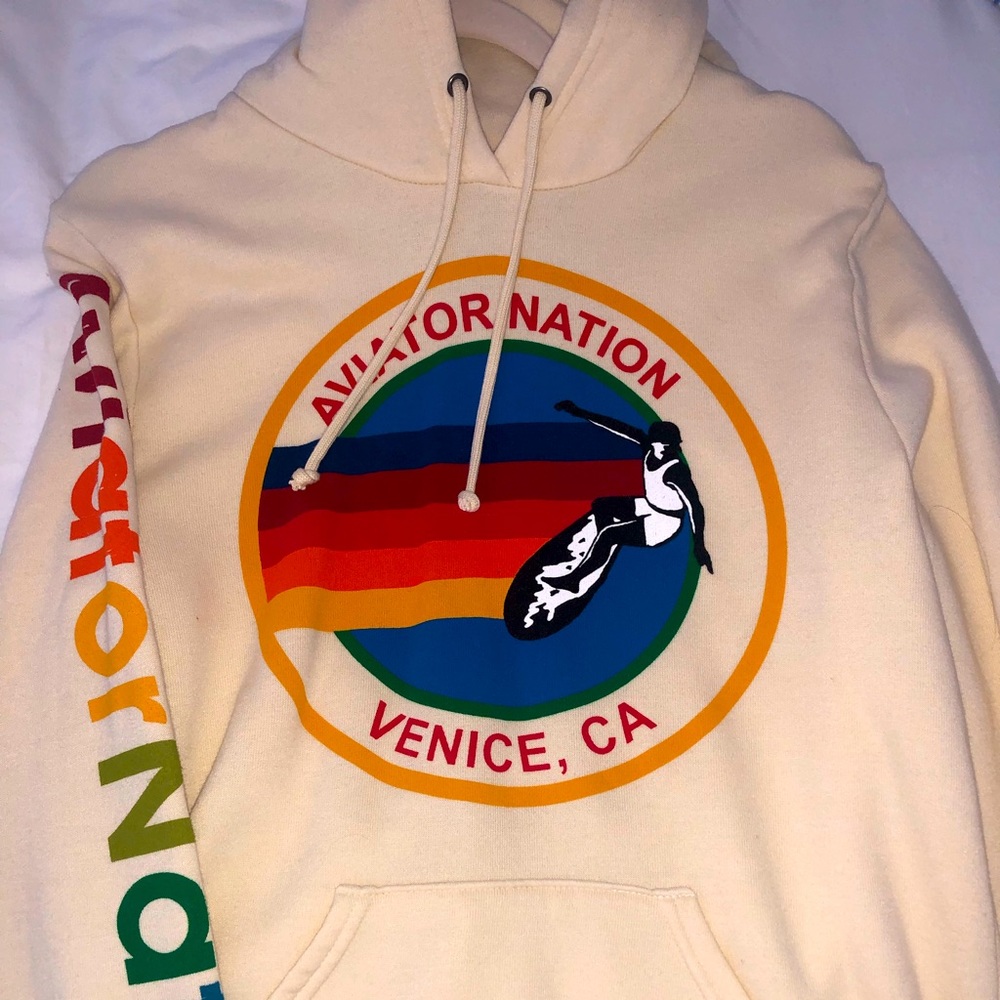 Aviation Nation Vintage White Hooded Sweatshirt. Used, hardly worn. Size M